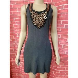 PRAIRIE NEW YORK XS GRAY EMBELLISHED SLEEVELESS WOMEN'S DRESS #C